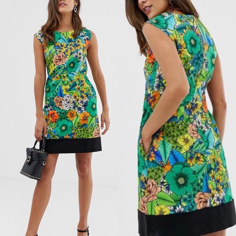ASOS Closet London Sleeveless Floral Contrast Dress - NWT